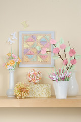 Interior decor Kusudama origami flowers