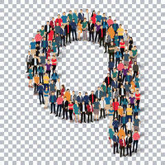 group  people  shape letter Q vector Transparency