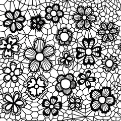 Lace seamless pattern with flowers