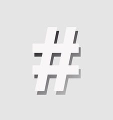 hashtag icon with shadow
