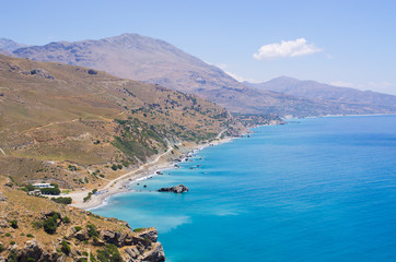 Naklejka na ściany i meble Mountains over the sea on Crete island, Greece