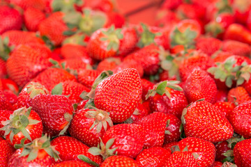 strawberries on the market in Greece, fresh strawberries, ripe and sweet