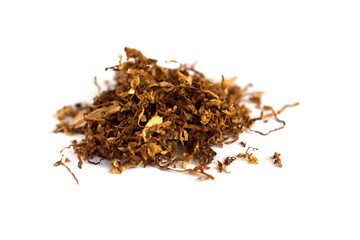 Heap of dry Pipe Tobacco on white