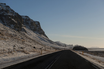 Winter Iceland Lanscape with road