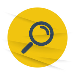 Dark Magnifying Glass icon label on wrinkled paper