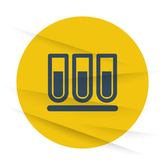Dark Test Tube icon label on wrinkled paper