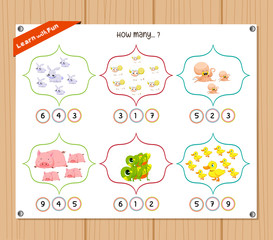 Counting object for kids - Education worksheet.