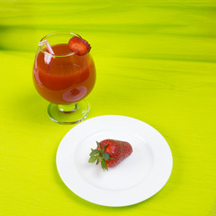 strawberry on plate and juice