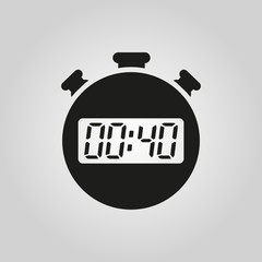 The 40 seconds, minutes stopwatch icon. Clock and watch, timer, countdown symbol. UI. Web. Logo. Sign. Flat design. App.