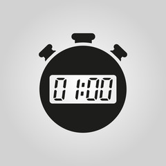 The 60 seconds, minutes stopwatch icon. Clock and watch, timer, countdown symbol. UI. Web. Logo. Sign. Flat design. App.