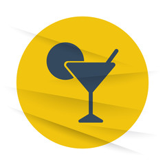 Dark Cocktail icon label on wrinkled paper