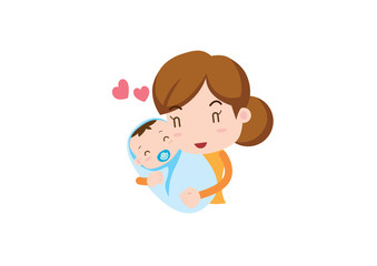 Family illustration _ mom and lovey baby