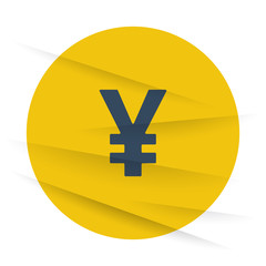 Dark Yen icon label on wrinkled paper
