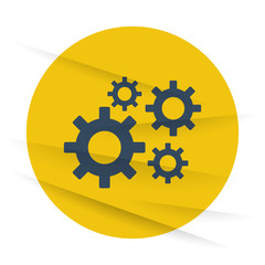 Dark Process icon label on wrinkled paper