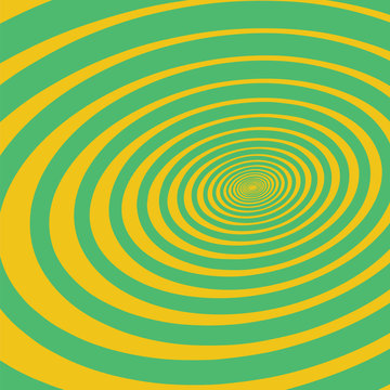 Yellow and green Hypnotic volumetric spiral.