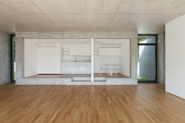 modern kitchen of concrete apartment