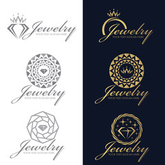 Gold and gray Jewelry logo vector set design © ananaline