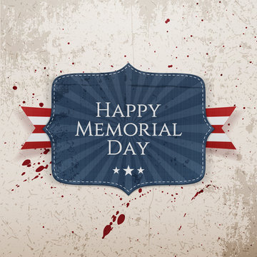 Happy Memorial Day Sign with Ribbon