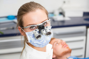 Portrait of a dentist with a patient in dentistry