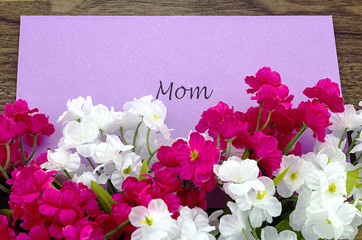 Card for Mom with some pink and white flowers