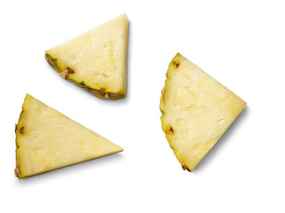 Pineapple slices on a white background