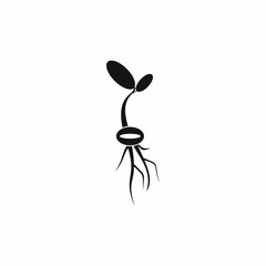 Sprout icon, black simple style
