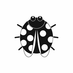 Cute ladybug icon, black simple style