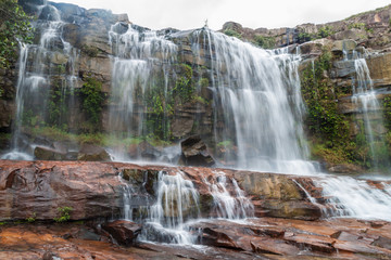 Fototapeta premium Quebrada Pacheco waterfall in Gran Sabana region in National Park Canaima, Venezuela.