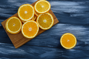 Orange fruit isolated on wooden background