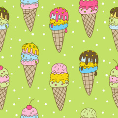 Seamless pattern with sweet ice cream
