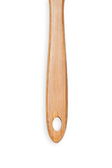 wooden handle of a spatula with hole.