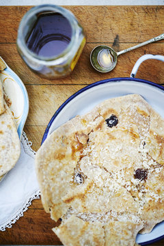 Paratha, indian bread, overhead view