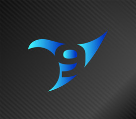 Vector sign spherical number 9
