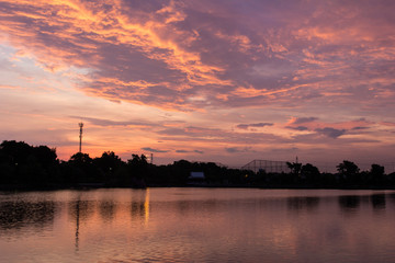 Fototapeta premium sunset on lake