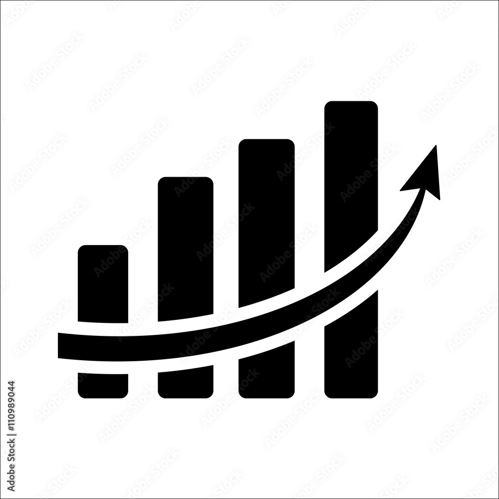 Wall mural vertical bar graph, diagram representing growth icon. vector illustration