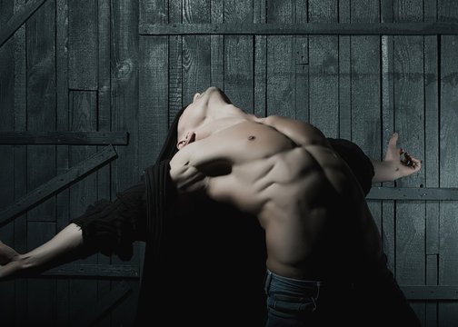 Man with bare torso - Powered by Adobe