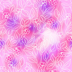Fototapeta na wymiar Vector pattern with flowers and plants. Watercolor floral illustration.Seamless pattern.