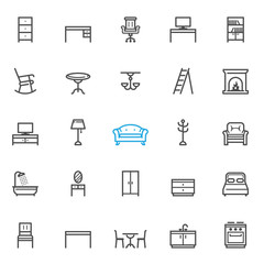 Furniture icons with White Background