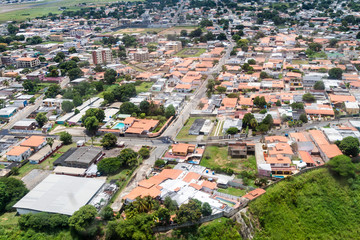 Fototapeta na wymiar Aerial view of suburbs of Ciudad Bolivar, Venezuela