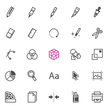 Graphic Design icons with White Background