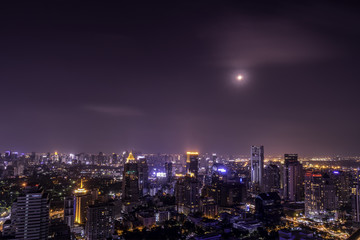 Fototapeta na wymiar urban city view of cityscape on night