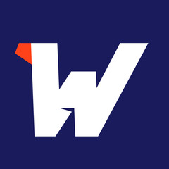 W letter sport logo design template.