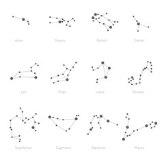Zodiac Constellations Set. Space and Stars. Vector