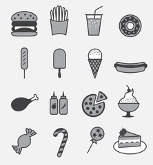 fast food icon set