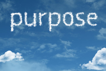 Purpose cloud word with a blue sky