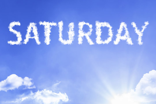 Saturday cloud word with a blue sky