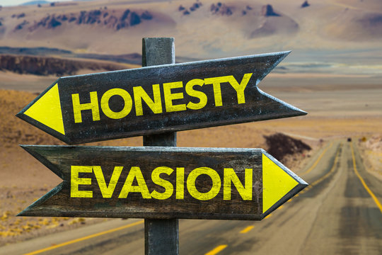 Honesty - Evasion crossroad in a desert background