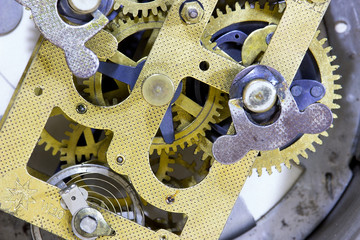 An old mechanical alarm clock mechanism