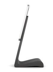 Advertising stand in the shape of telephone  isolated on white background. Side view. For your disign. Information desk. Outdoor advertising stand. 3d rendering