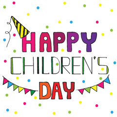 Happy childrens day greeting card with multicolor circle